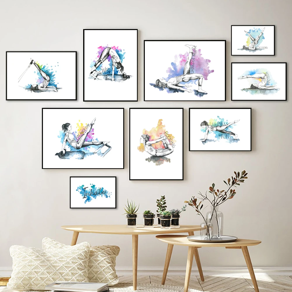 Fitness Yoga Pilates - Pilates Yoga Workout Chart Art Prints