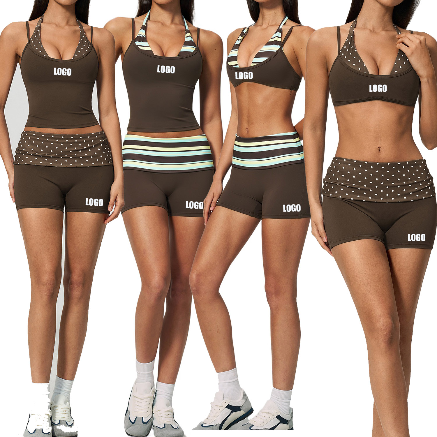 Yoga Fitness Logo - Custom LOGO Women's Sports Yoga Neck