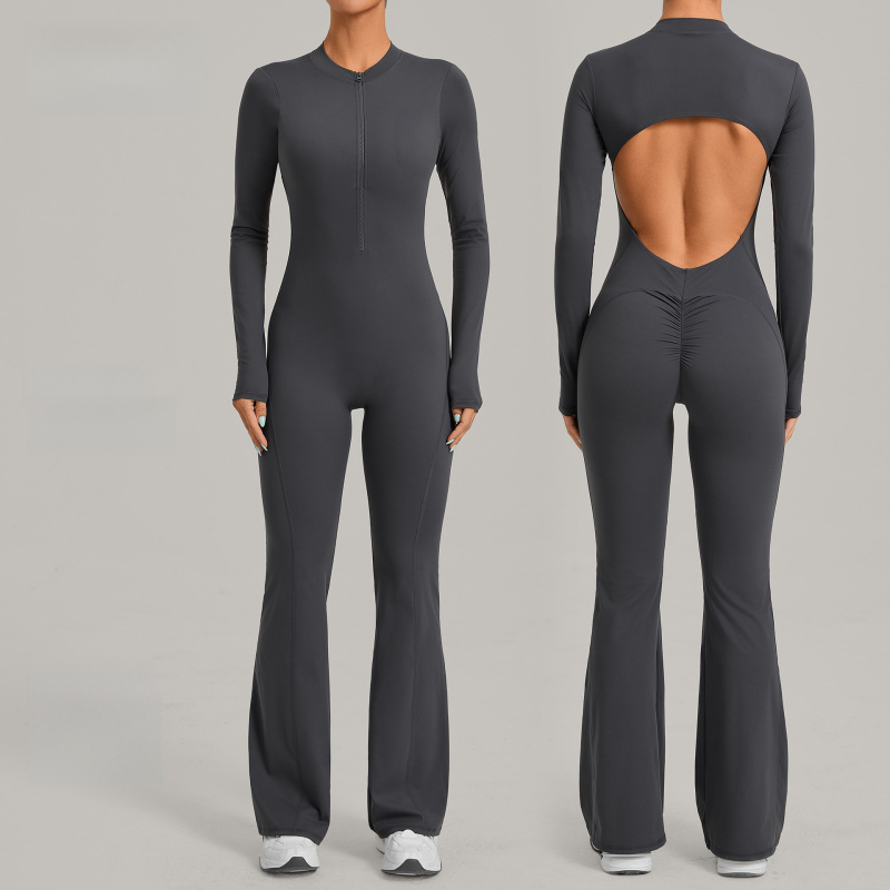 Long Sleeved One Piece Jumpsui - Yoga Fitness Jumpsuit 评论和价格