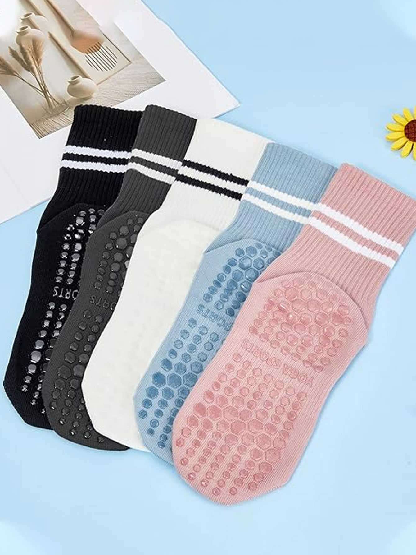 3 Pairs of Yoga Socks, Non-Sli - Fitness Yoga Pilates 评论和价格