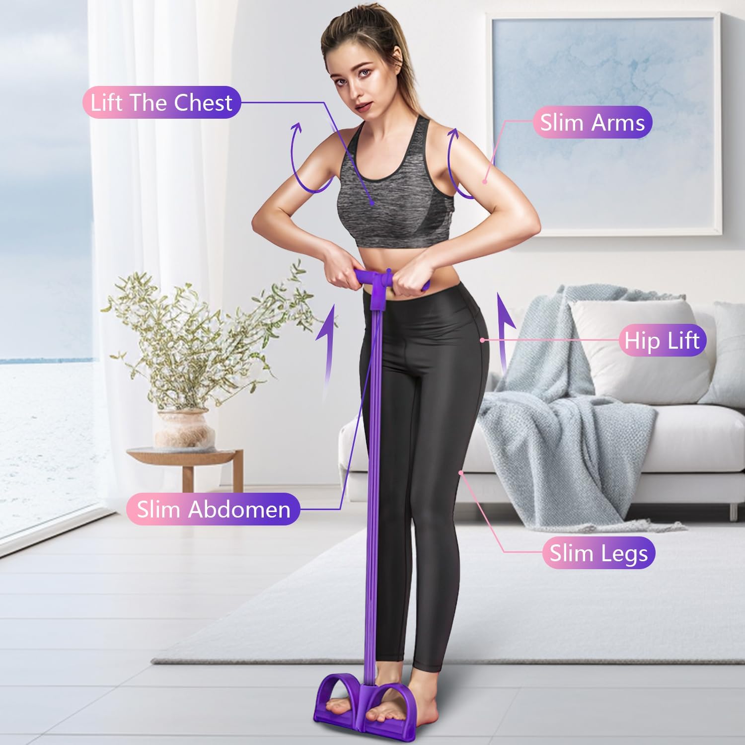 Fitness Resistance Bands-4 Tub - Yoga Pedal Puller Fitness Equipment 评论和价格