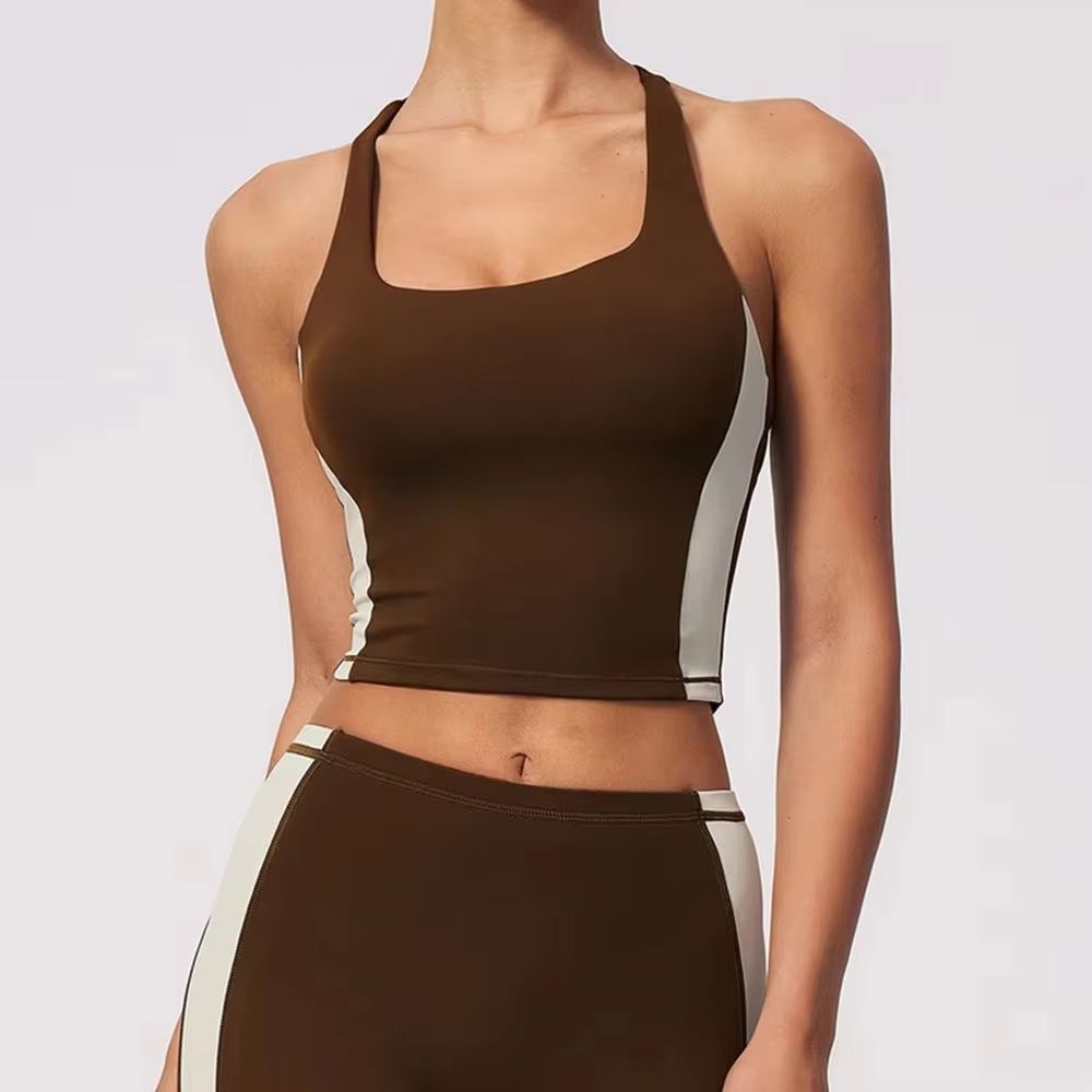Women Halter Color Block Padde - Yoga Fitness Logo 评论和价格