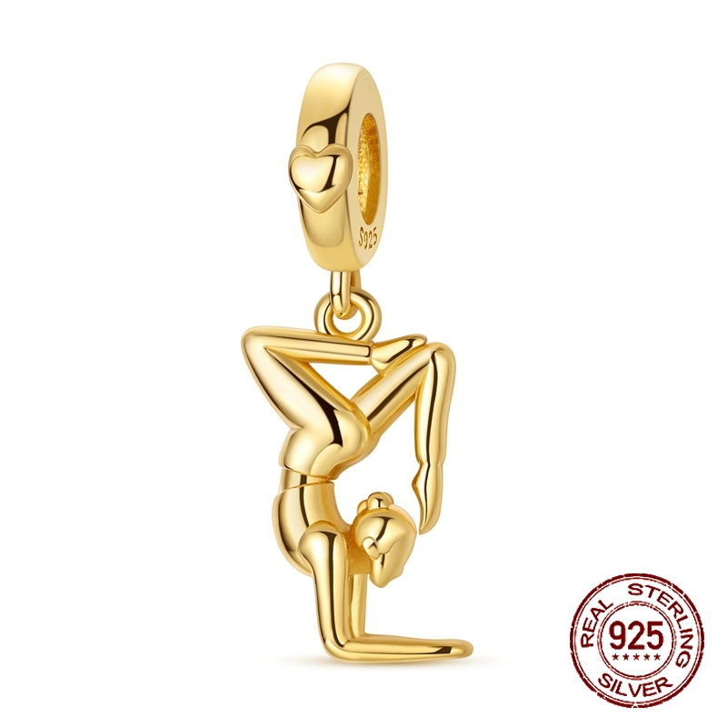 925 Sterling Silver Golden Yog - Yoga Fitness Gifts 评论和价格