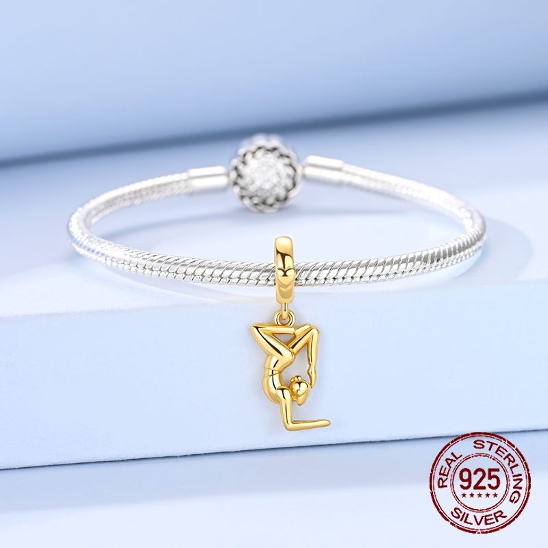925 Sterling Silver Golden Yog - Yoga Fitness Gifts 评论和价格