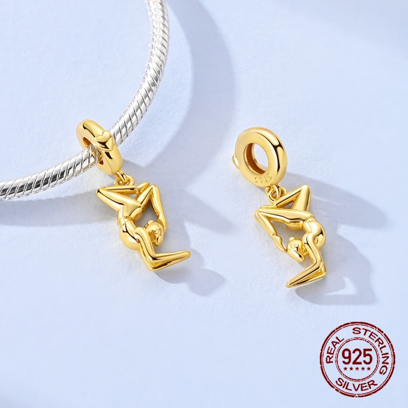925 Sterling Silver Golden Yog - Yoga Fitness Gifts 评论和价格