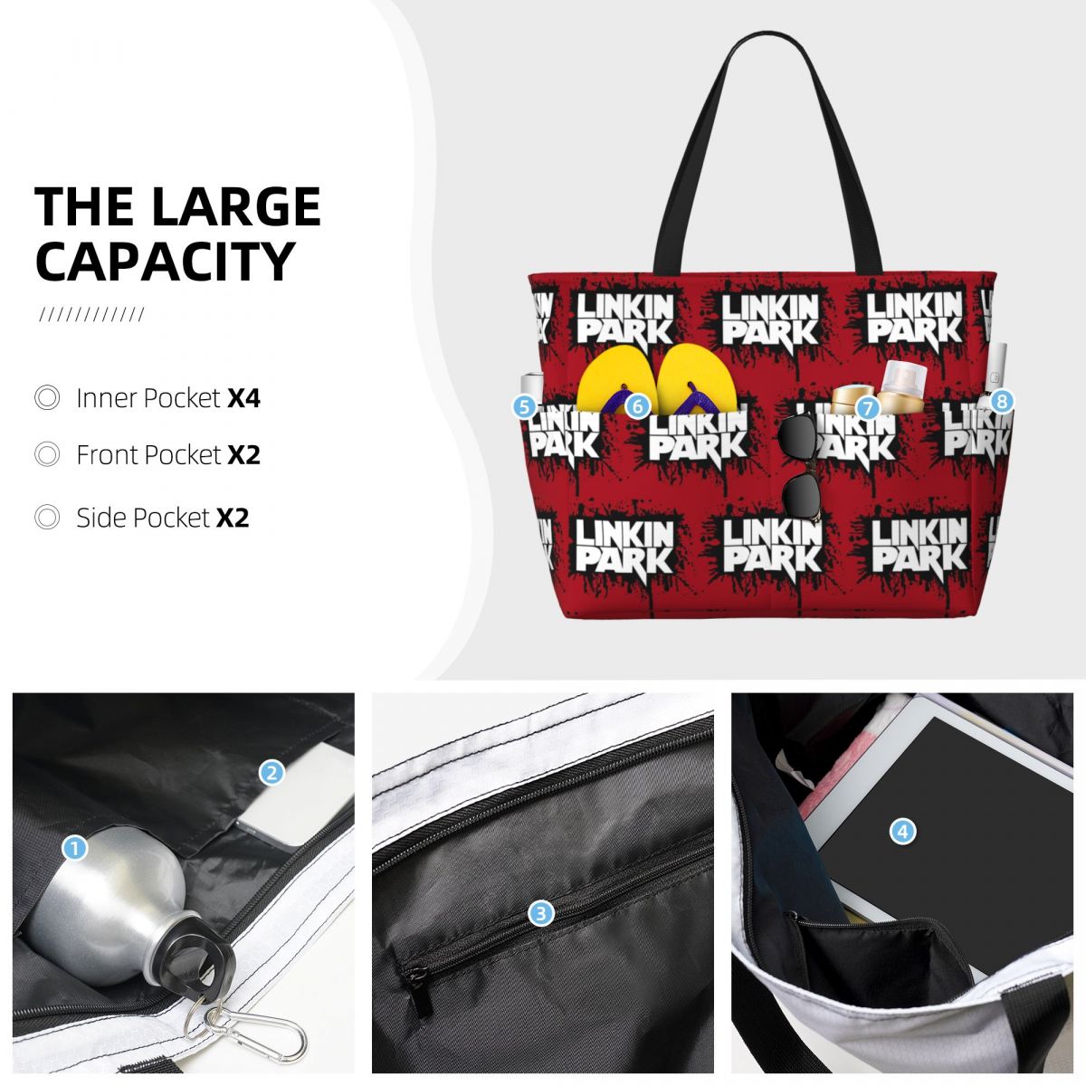 Linkin Park Band Beach Tote Ba - Yoga Fitness Park 评论和价格